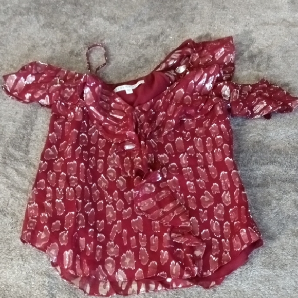 Veronica Beard Benton blouse silver and burgundy animal print - Picture 1 of 11